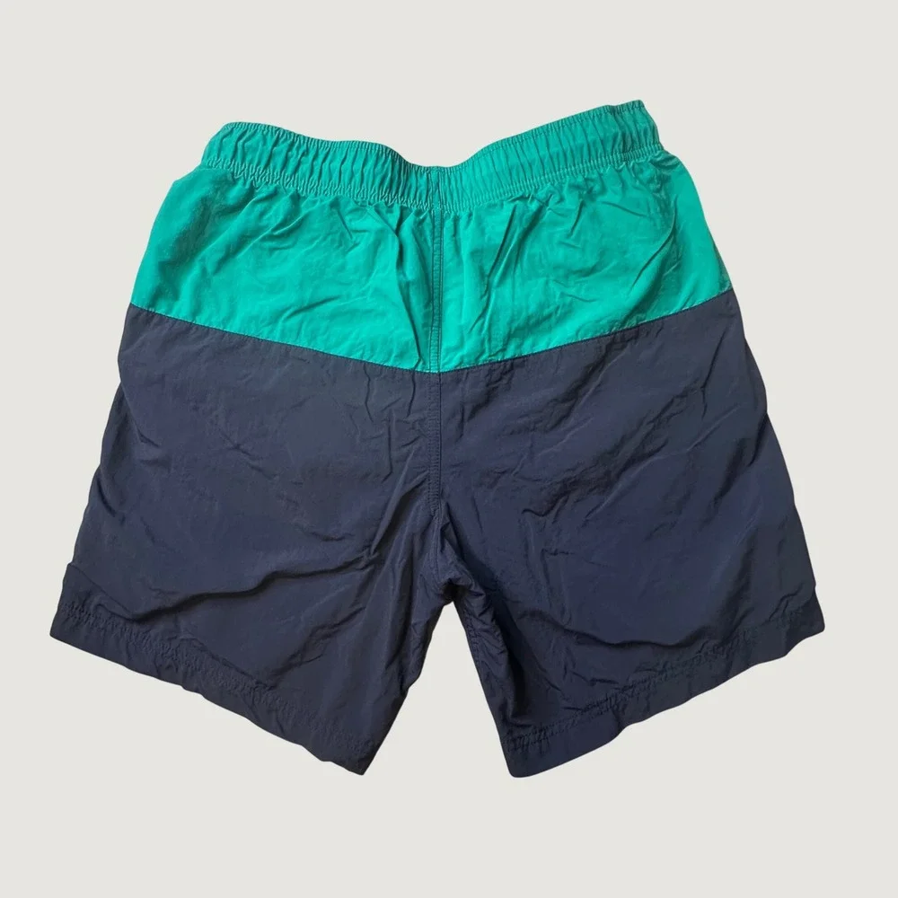 Nautica Swim Trunks Mens M Navy Green Colorblock T18020 Board Shorts Drawstring